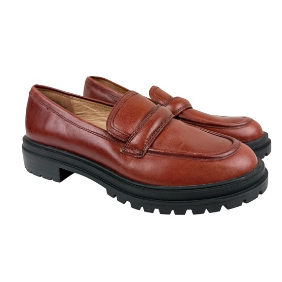 NEW Madewell The Bradley Lug Sole Chunky Loafer Cherry Wood Sz 8.5 - Picture 1 of 7